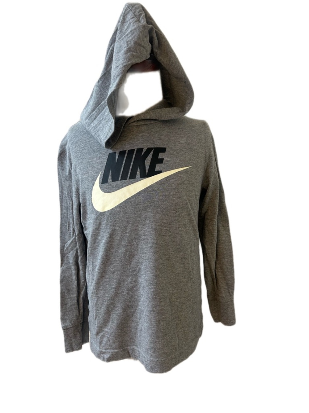 Nike Gray Hoodie with Black Logo and Cream Swoosh